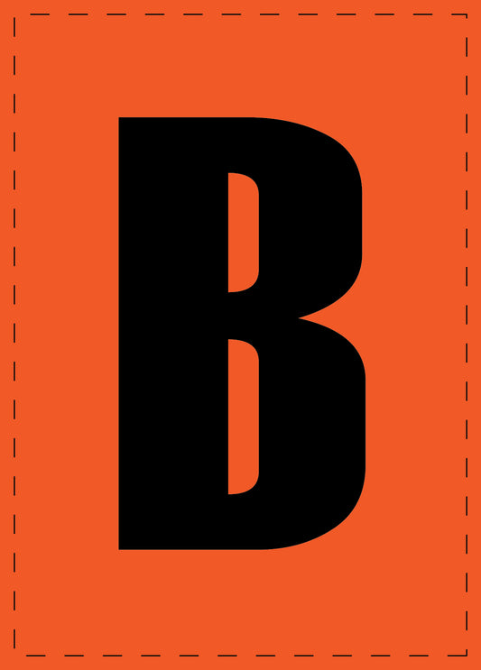 Letter B zelfklevende letters en cijferstickers zwart lettertype Oranje achtergrond ES-BGPVC-B-8