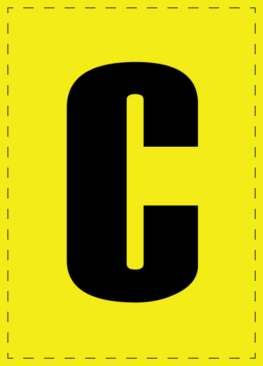 Letter C zelfklevende letters en cijferstickers zwart lettertype gele achtergrond ES-BGPVC-C-3