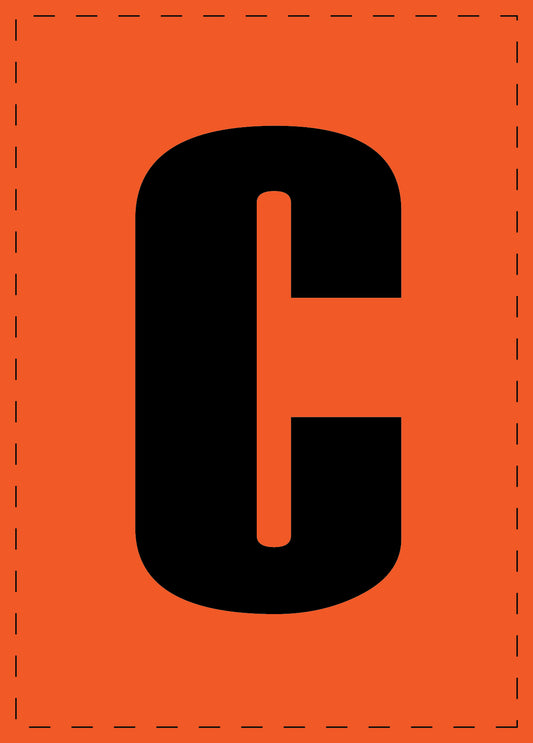 Letter C zelfklevende letters en cijferstickers zwart lettertype Oranje achtergrond ES-BGPVC-C-8
