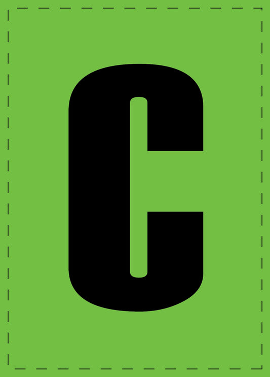 Letter C zelfklevende letters en cijferstickers zwart lettertype groen achtergrond ES-BGPVC-C-67