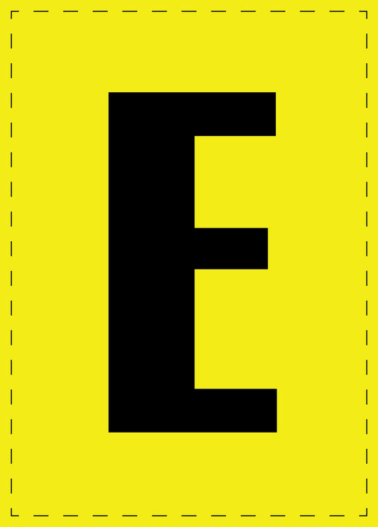 Letter E zelfklevende letters en cijferstickers zwart lettertype gele achtergrond ES-BGPVC-E-3
