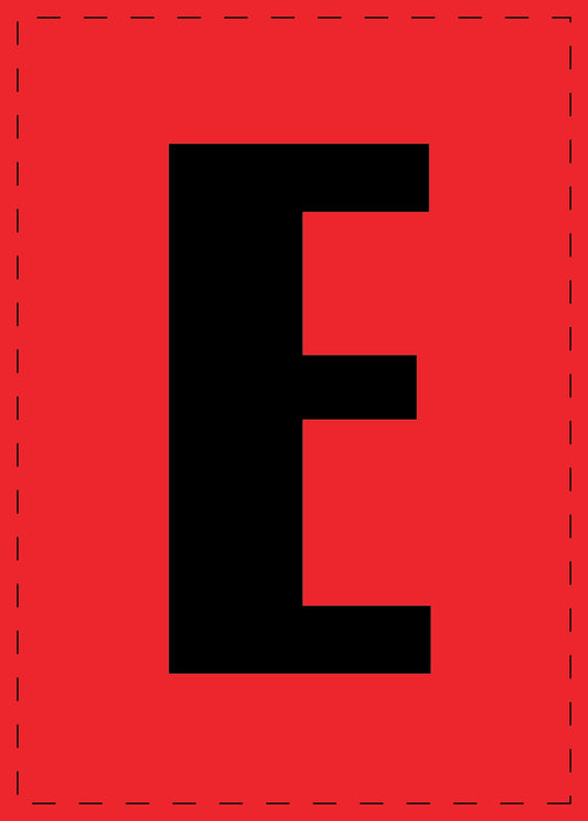 Letter E zelfklevende letters en cijferstickers zwart lettertype Rood achtergrond ES-BGPVC-E-14
