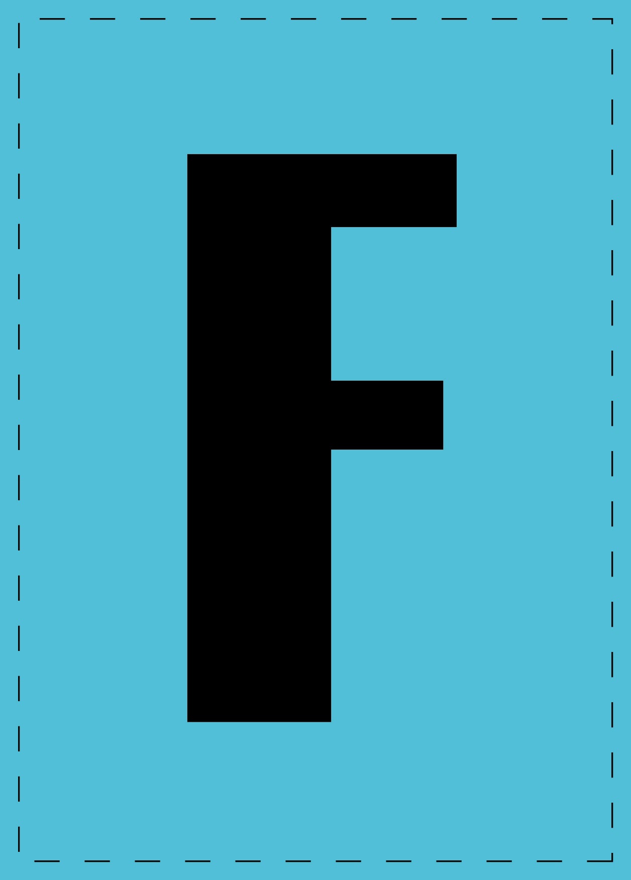 Letter F zelfklevende letters en cijferstickers zwart lettertype Blauw achtergrond ES-BGPVC-F-50