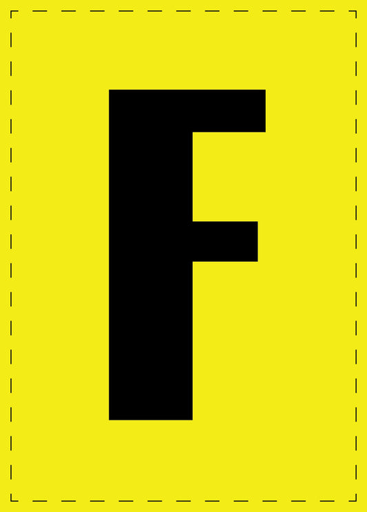 Letter F zelfklevende letters en cijferstickers zwart lettertype gele achtergrond ES-BGPVC-F-3