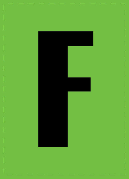Letter F zelfklevende letters en cijferstickers zwart lettertype groen achtergrond ES-BGPVC-F-67