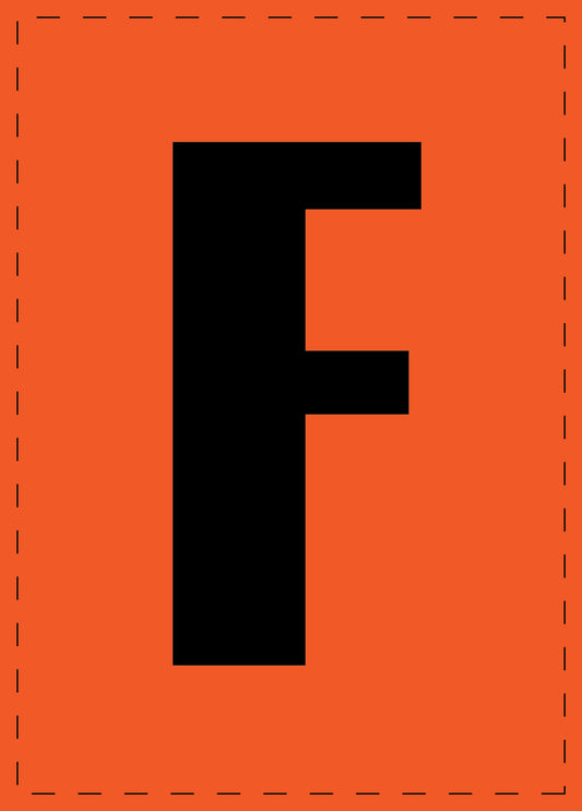 Letter F zelfklevende letters en cijferstickers zwart lettertype Oranje achtergrond ES-BGPVC-F-8