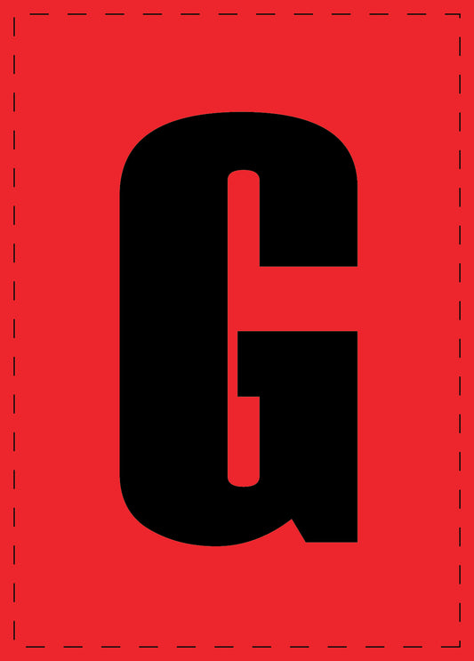 Letter G zelfklevende letters en cijferstickers zwart lettertype Rood achtergrond ES-BGPVC-G-14