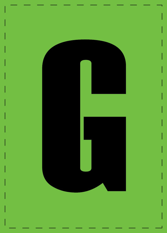 Letter G zelfklevende letters en cijferstickers zwart lettertype groen achtergrond ES-BGPVC-G-67