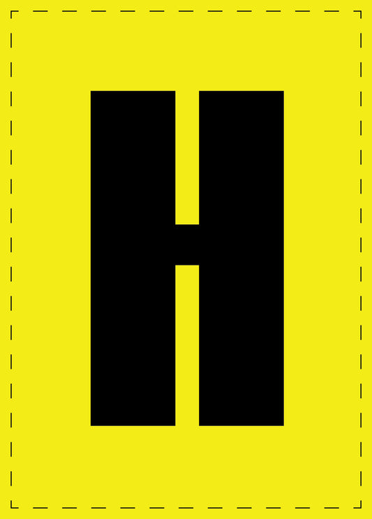 Letter H zelfklevende letters en cijferstickers zwart lettertype gele achtergrond ES-BGPVC-H-3