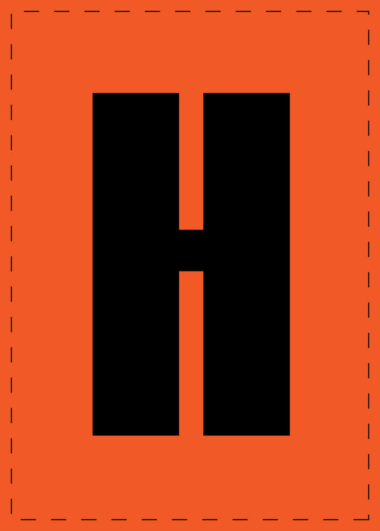 Letter H zelfklevende letters en cijferstickers zwart lettertype Oranje achtergrond ES-BGPVC-H-8