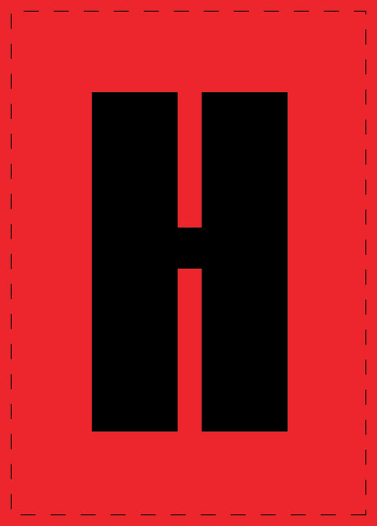 Letter H zelfklevende letters en cijferstickers zwart lettertype Rood achtergrond ES-BGPVC-H-14