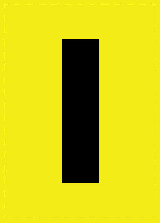 Letter I zelfklevende letters en cijferstickers zwart lettertype gele achtergrond ES-BGPVC-I-3