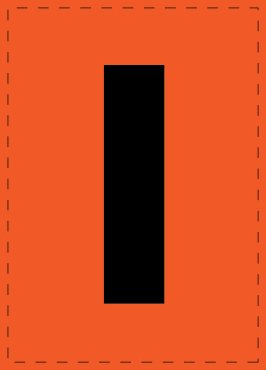 Letter I zelfklevende letters en cijferstickers zwart lettertype Oranje achtergrond ES-BGPVC-I-8