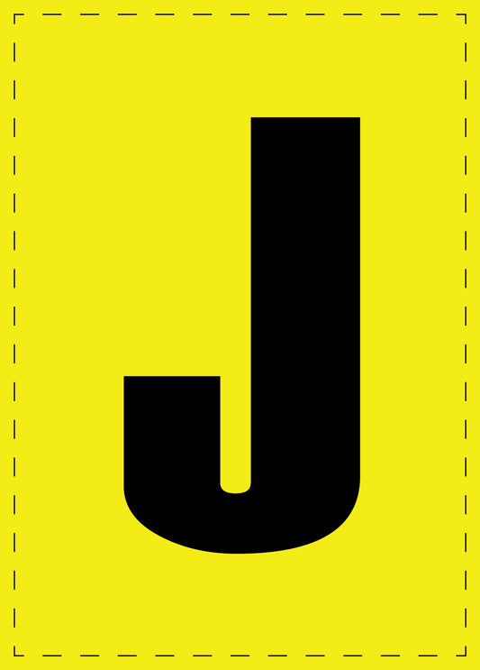 Letter J zelfklevende letters en cijferstickers zwart lettertype gele achtergrond ES-BGPVC-J-3
