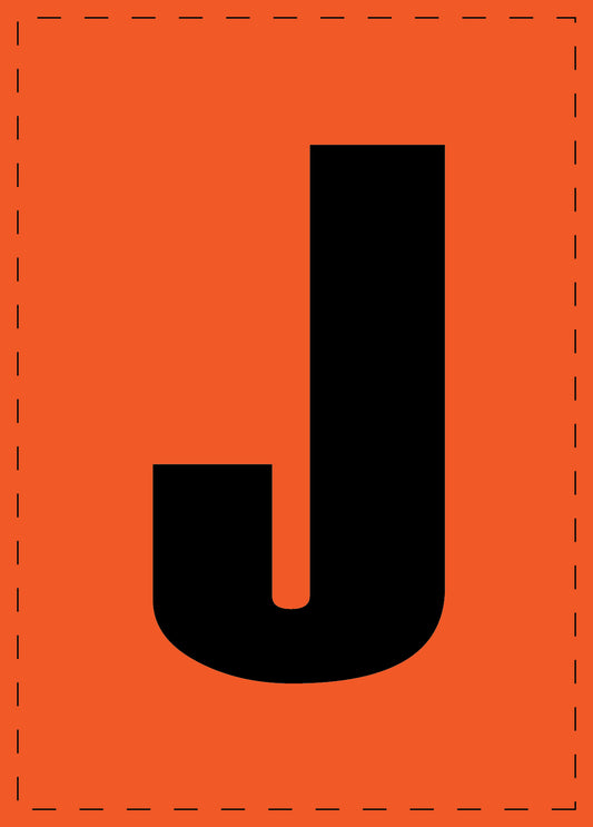 Letter J zelfklevende letters en cijferstickers zwart lettertype Oranje achtergrondES-BGPVC-J-8