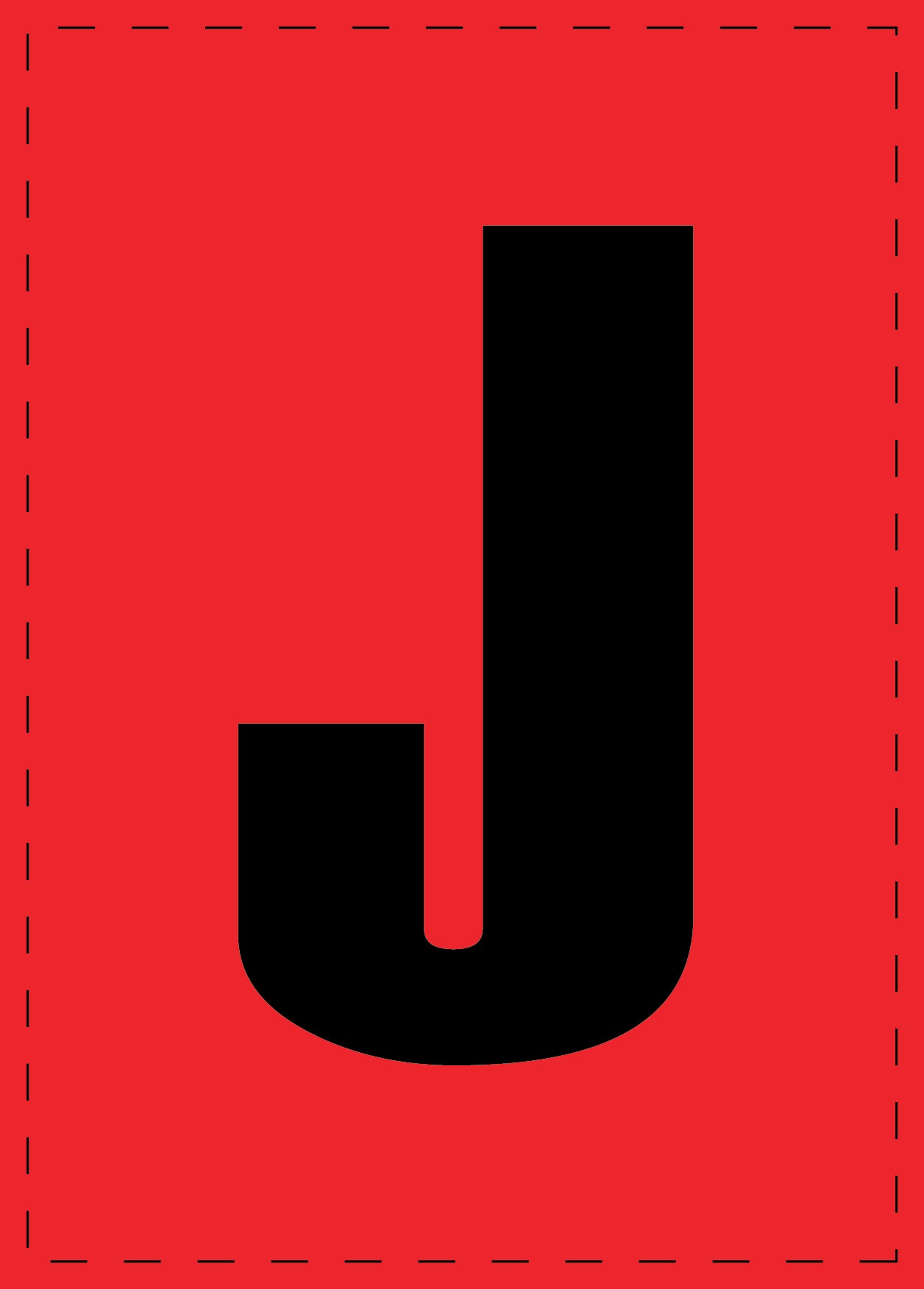 Letter J zelfklevende letters en cijferstickers zwart lettertype Rood achtergrond ES-BGPVC-J-14
