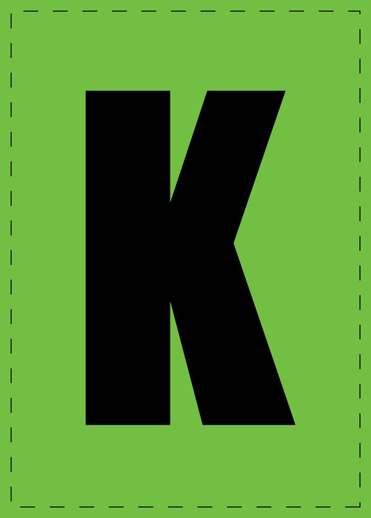 Letter K zelfklevende letters en cijferstickers zwart lettertype groen achtergrond ES-BGPVC-K-67