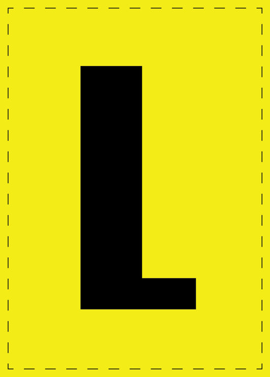 Letter L zelfklevende letters en cijferstickers zwart lettertype gele achtergrond ES-BGPVC-L-3