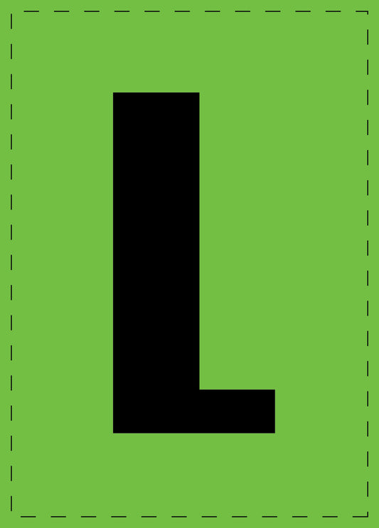 Letter L zelfklevende letters en cijferstickers zwart lettertype groen achtergrond ES-BGPVC-L-67