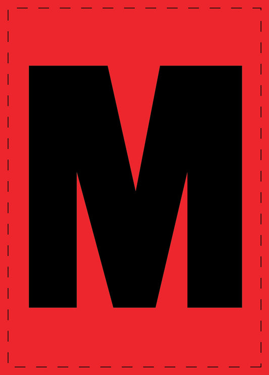 Letter M zelfklevende letters en cijferstickers zwart lettertype Rood achtergrond ES-BGPVC-M-14