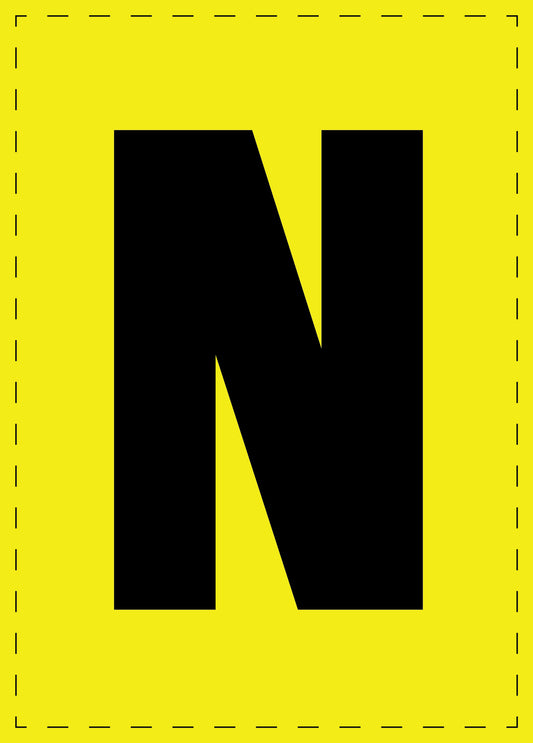 Letter N zelfklevende letters en cijferstickers zwart lettertype gele achtergrond ES-BGPVC-N-3