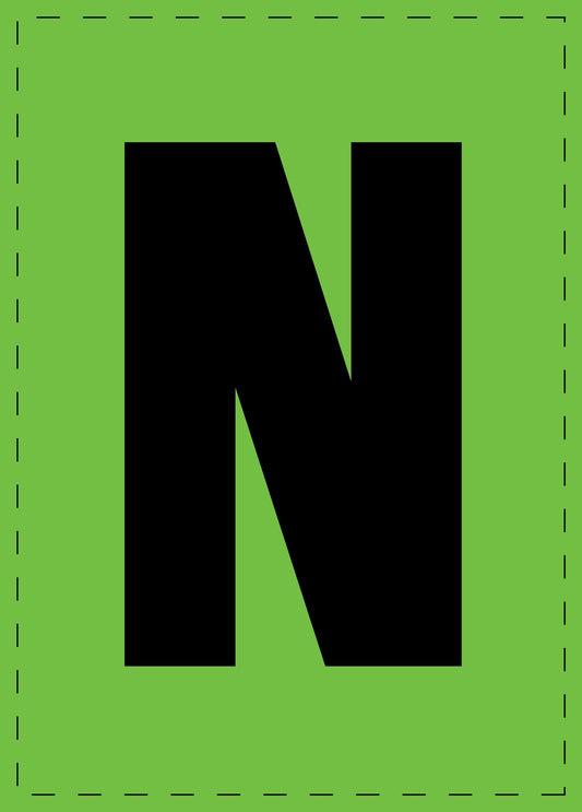Letter N zelfklevende letters en cijferstickers zwart lettertype groen achtergrond ES-BGPVC-N-67