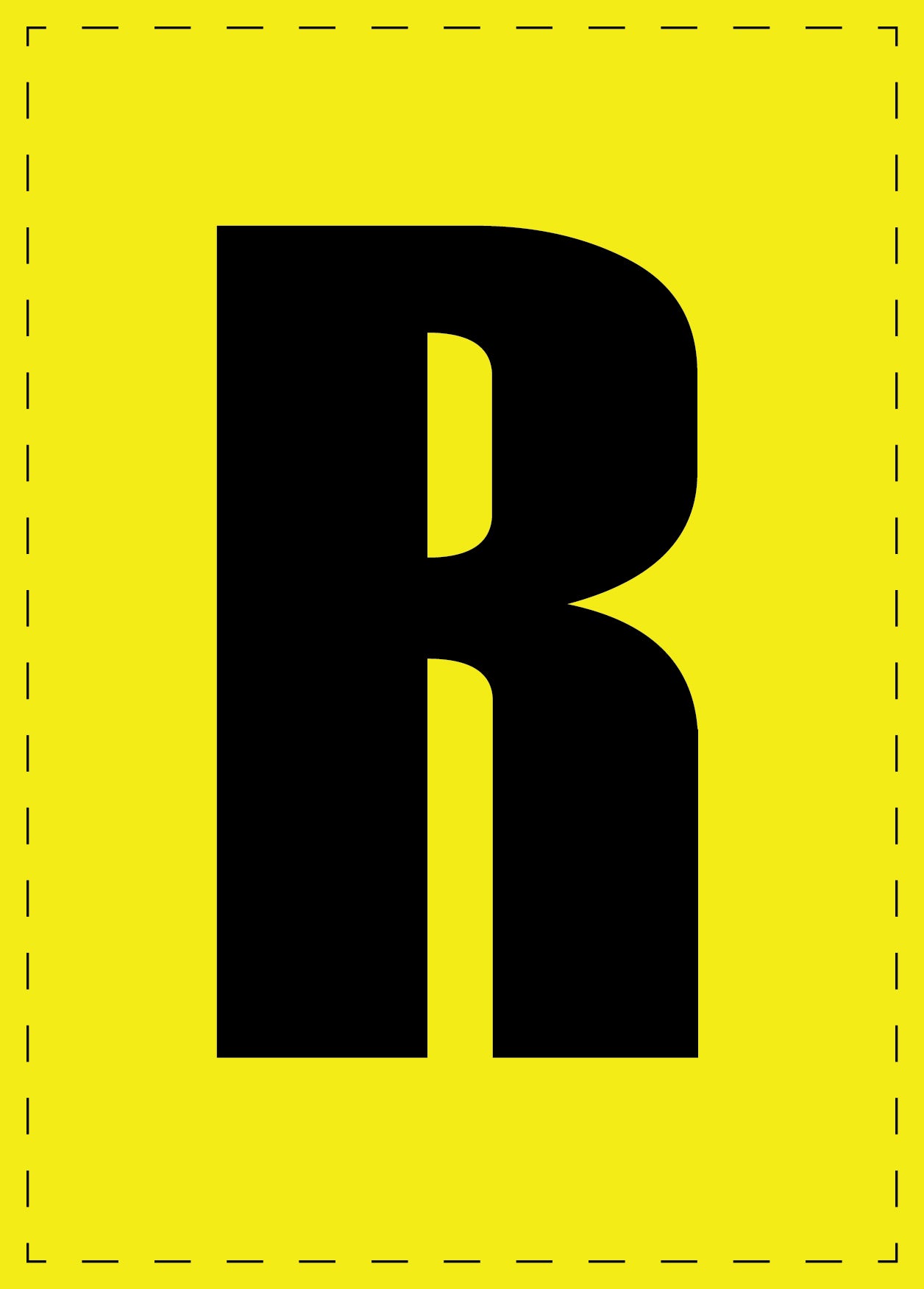 Letter R zelfklevende letters en cijferstickers zwart lettertype gele achtergrond ES-BGPVC-R-3