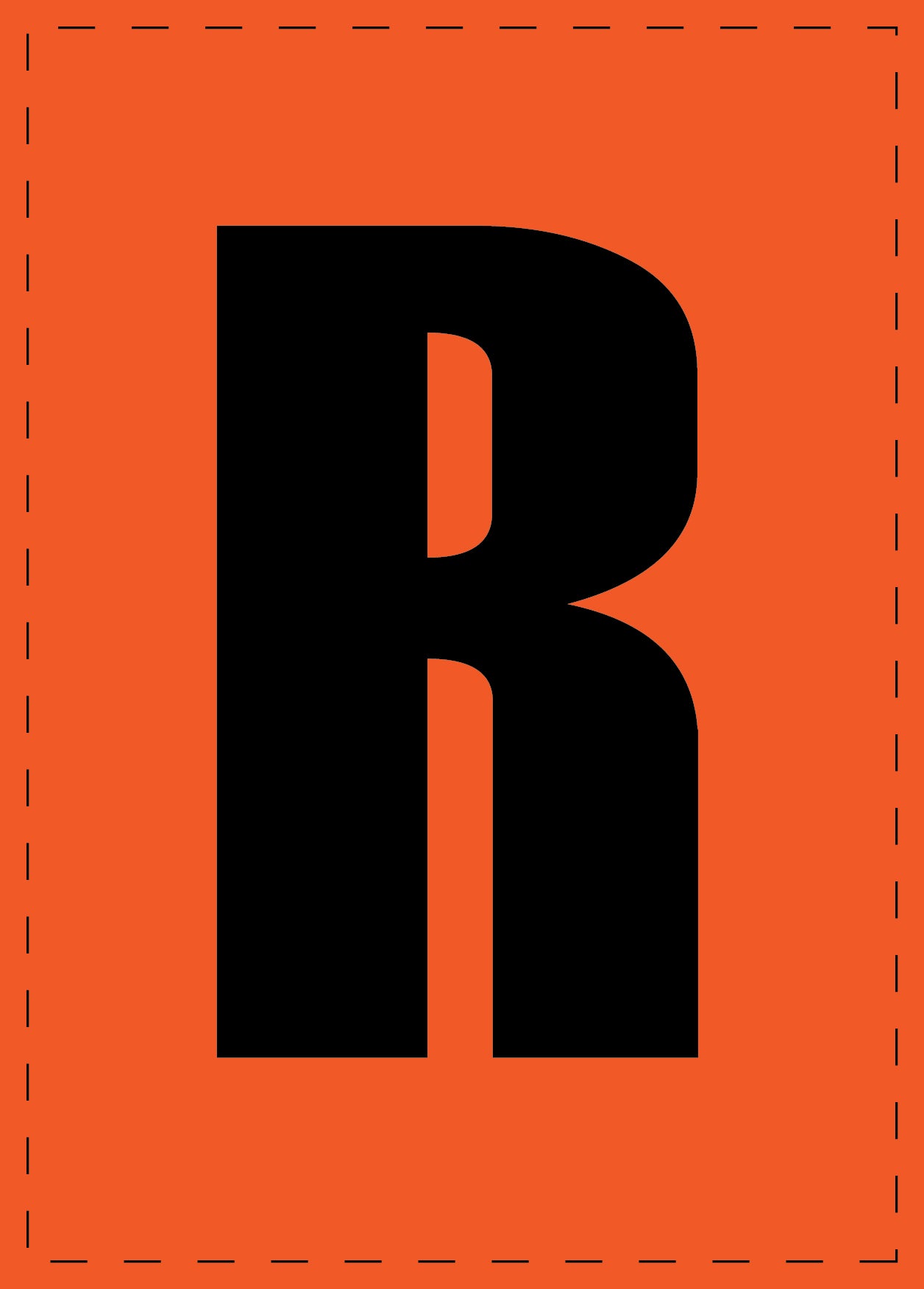 Letter R zelfklevende letters en cijferstickers zwart lettertype Oranje achtergrond ES-BGPVC-R-8