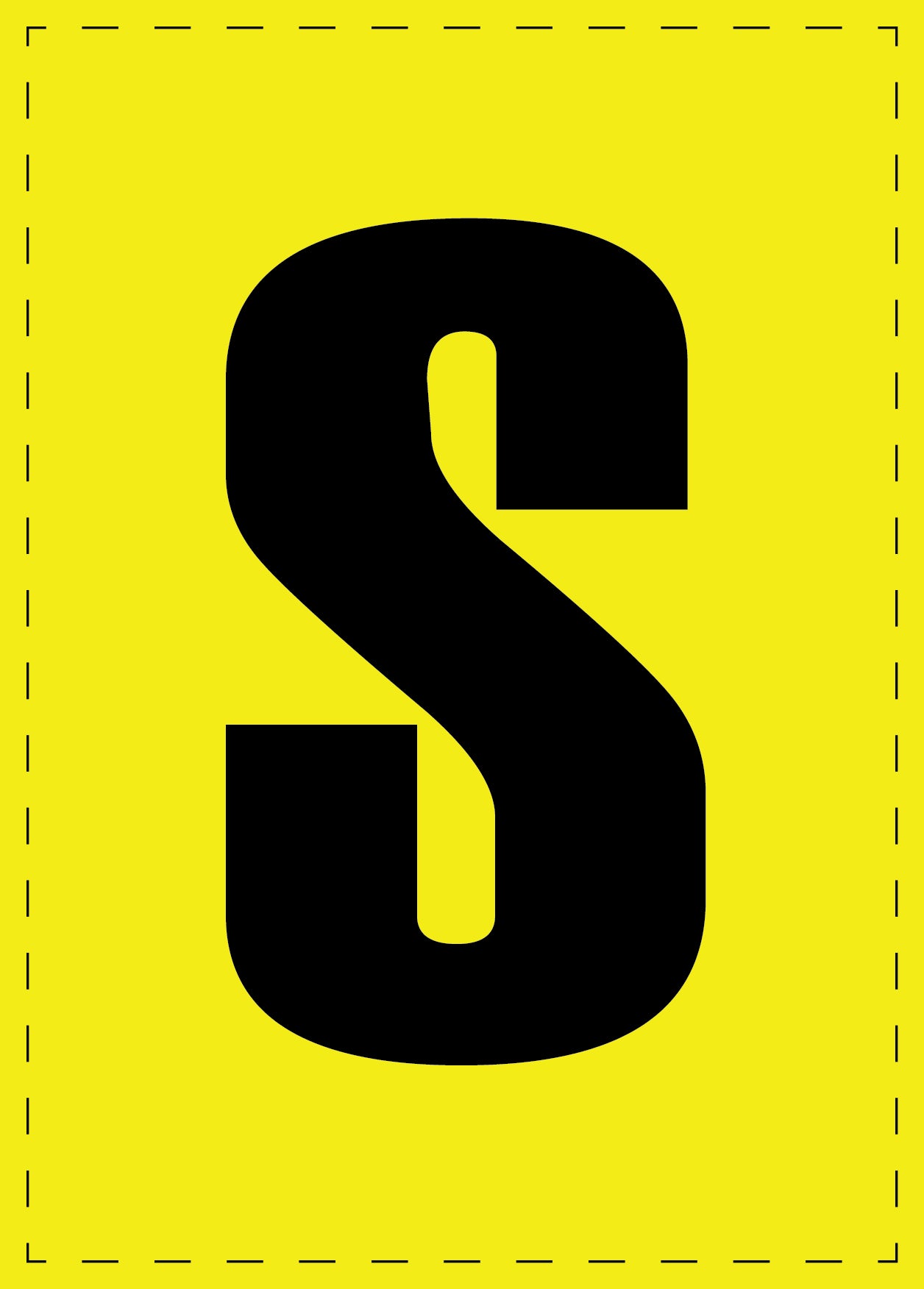 Letter S zelfklevende letters en cijferstickers zwart lettertype gele achtergrond ES-BGPVC-S-3