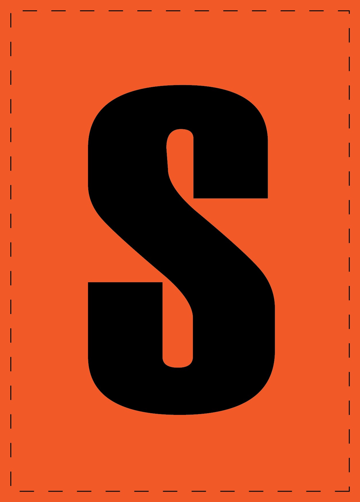 Letter S zelfklevende letters en cijferstickers zwart lettertype Oranje achtergrondES-BGPVC-S-8
