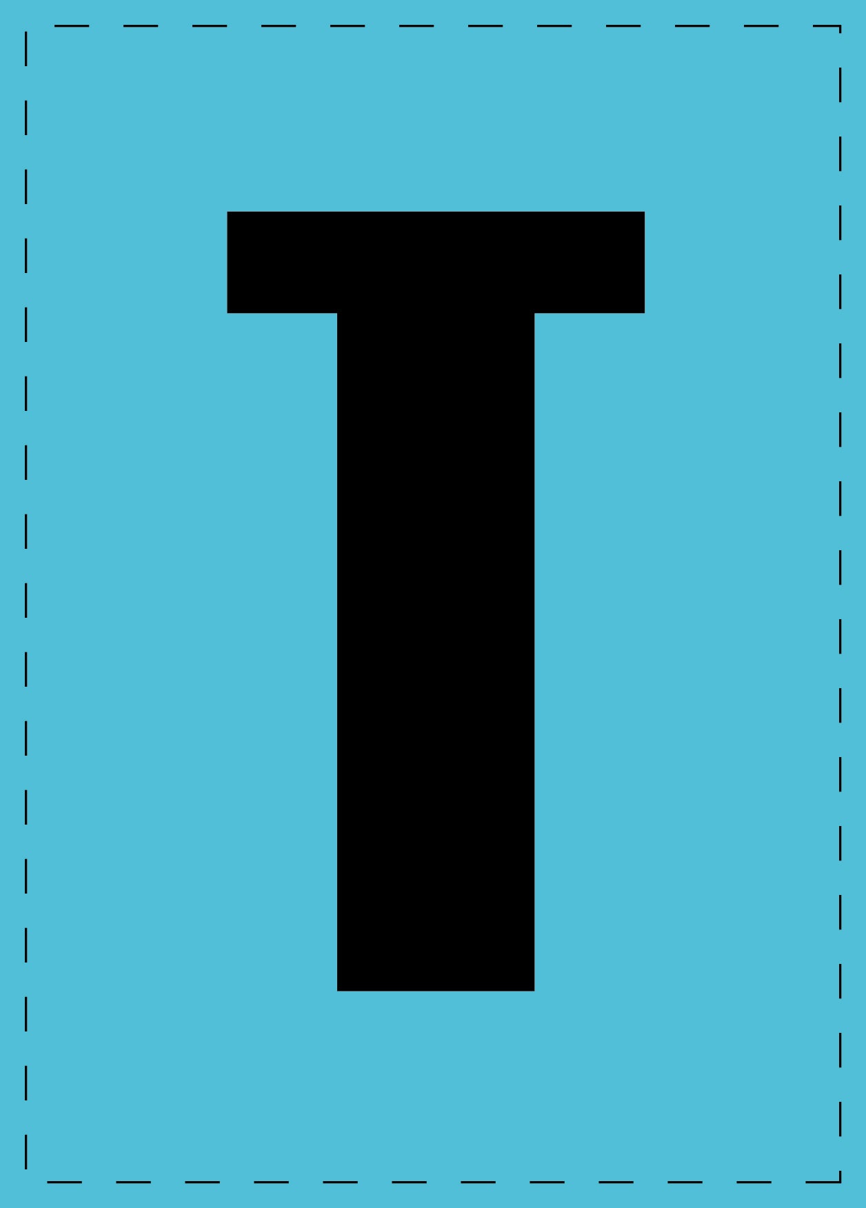 Letter T zelfklevende letters en cijferstickers zwart lettertype Blauw achtergrond ES-BGPVC-T-50