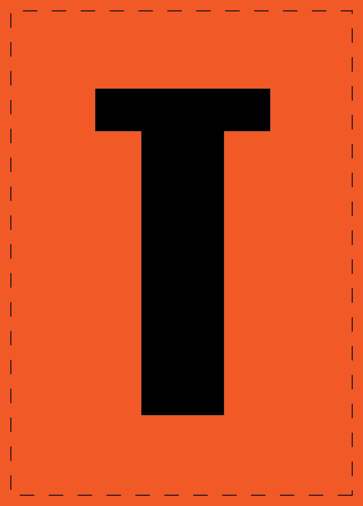 Letter T zelfklevende letters en cijferstickers zwart lettertype Oranje achtergrond ES-BGPVC-T-8