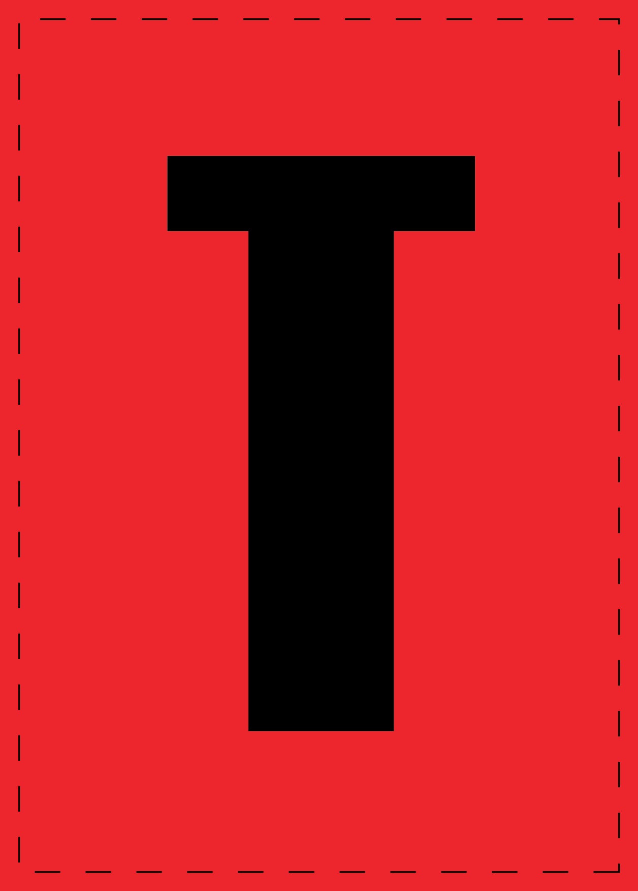 Letter T zelfklevende letters en cijferstickers zwart lettertype Rood achtergrond ES-BGPVC-T-14