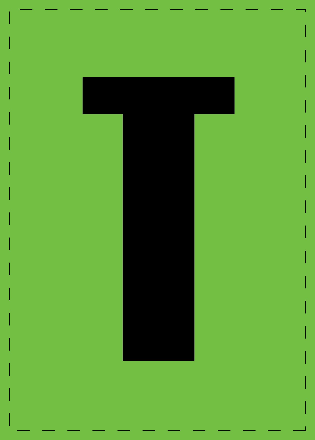 Letter T zelfklevende letters en cijferstickers zwart lettertype groen achtergrond ES-BGPVC-T-67