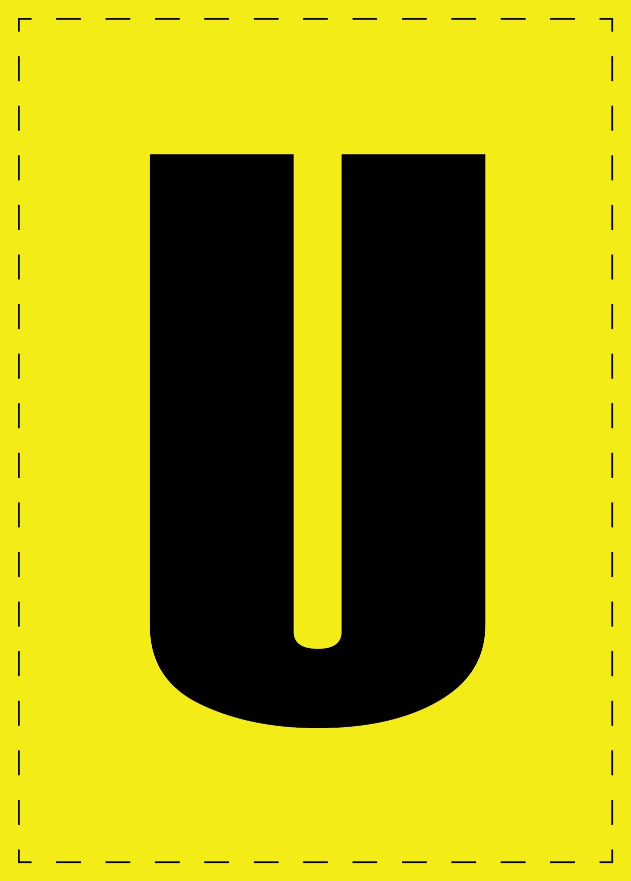 Letter U zelfklevende letters en cijferstickers zwart lettertype gele achtergrond ES-BGPVC-U-3