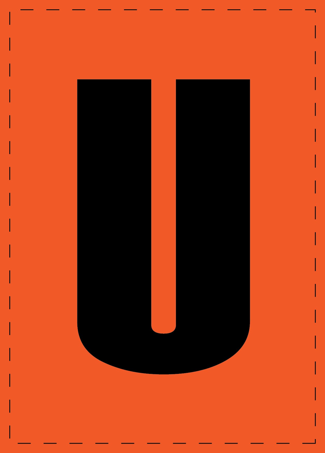 Letter U zelfklevende letters en cijferstickers zwart lettertype Oranje achtergrond ES-BGPVC-U-8
