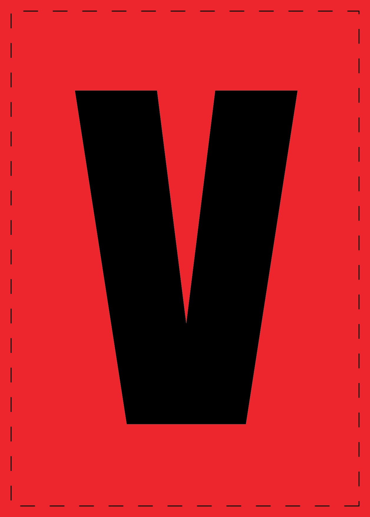 Letter V zelfklevende letters en cijferstickers zwart lettertype Rood achtergrond ES-BGPVC-V-14
