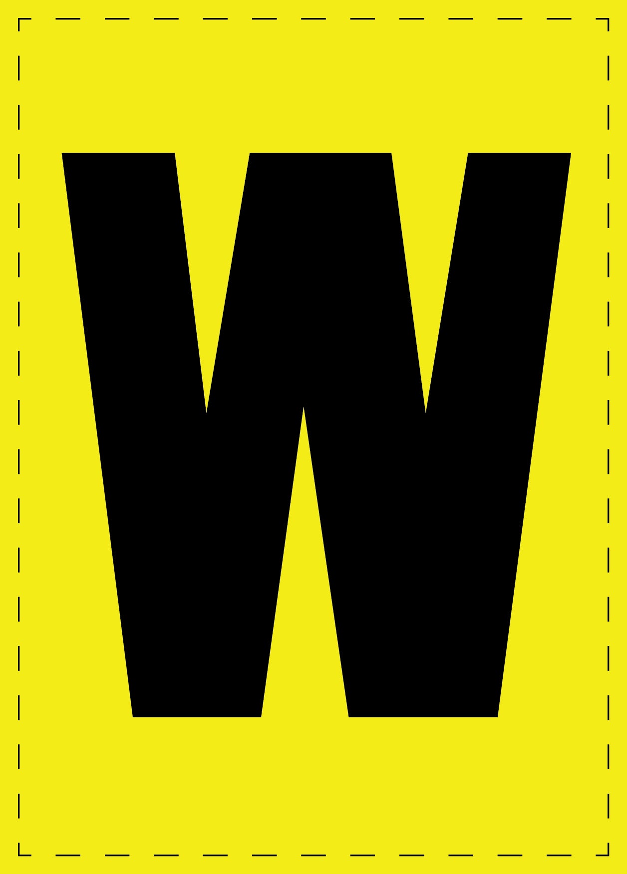 Letter W zelfklevende letters en cijferstickers zwart lettertype gele achtergrond ES-BGPVC-W-3