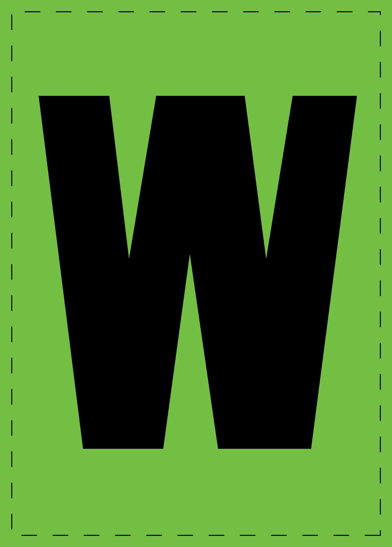 Letter W zelfklevende letters en cijferstickers zwart lettertype groen achtergrond ES-BGPVC-W-67