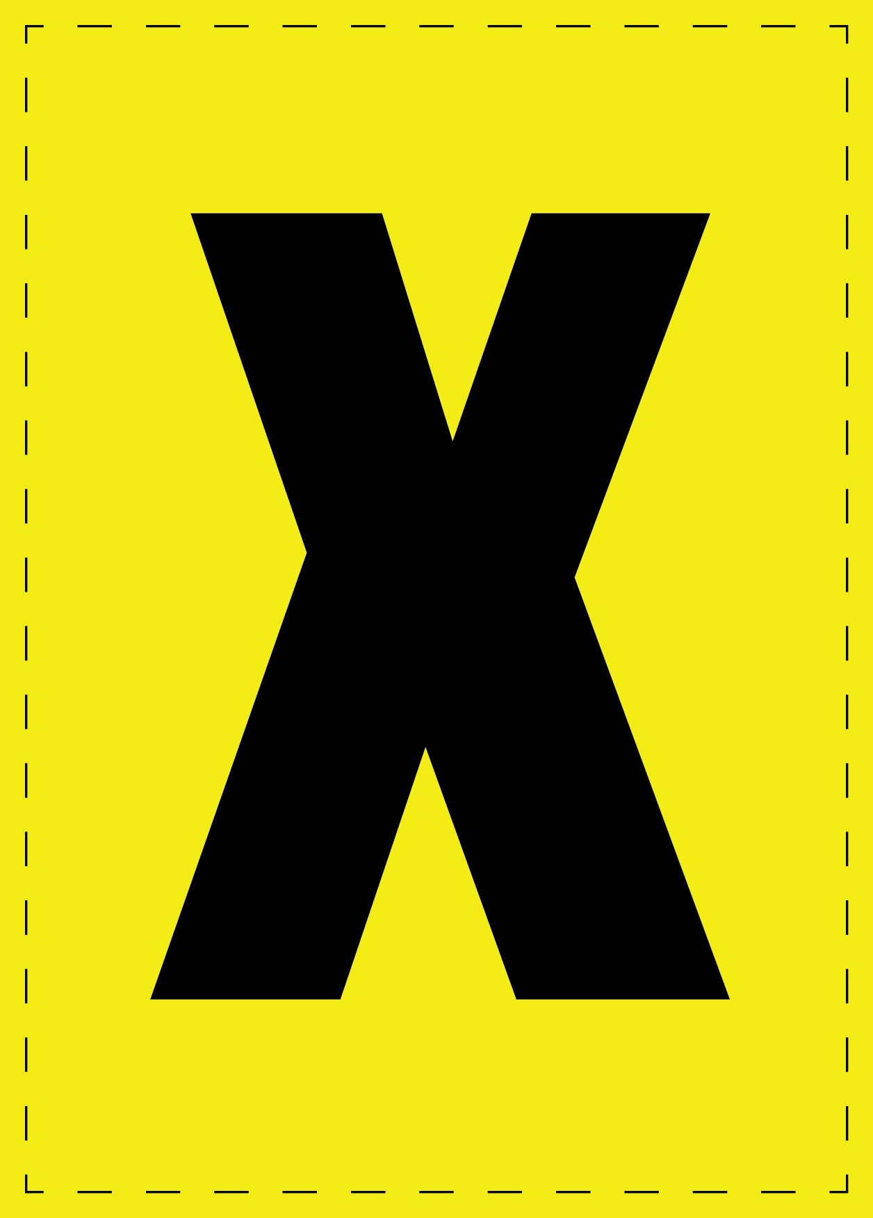 Letter X zelfklevende letters en cijferstickers zwart lettertype gele achtergrond ES-BGPVC-X-3
