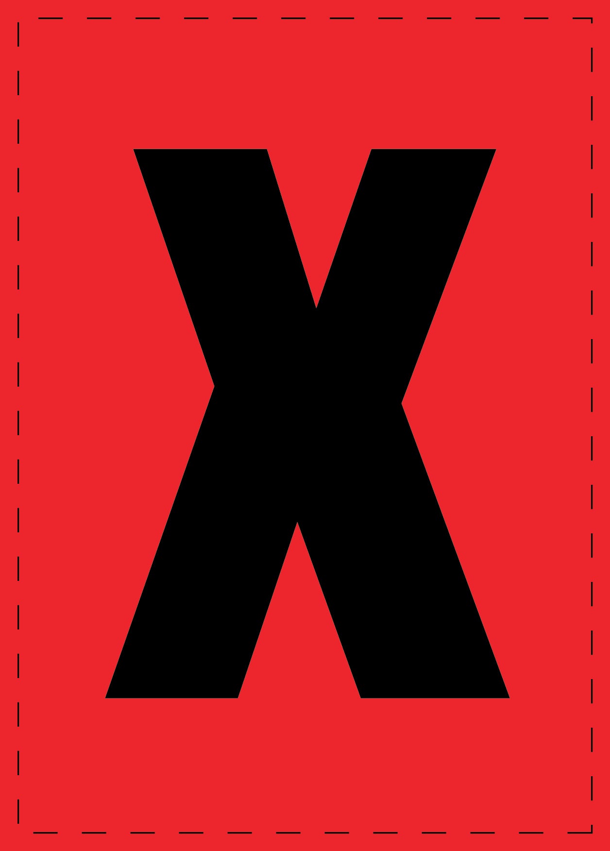 Letter X zelfklevende letters en cijferstickers zwart lettertype Rood achtergrond ES-BGPVC-X-14