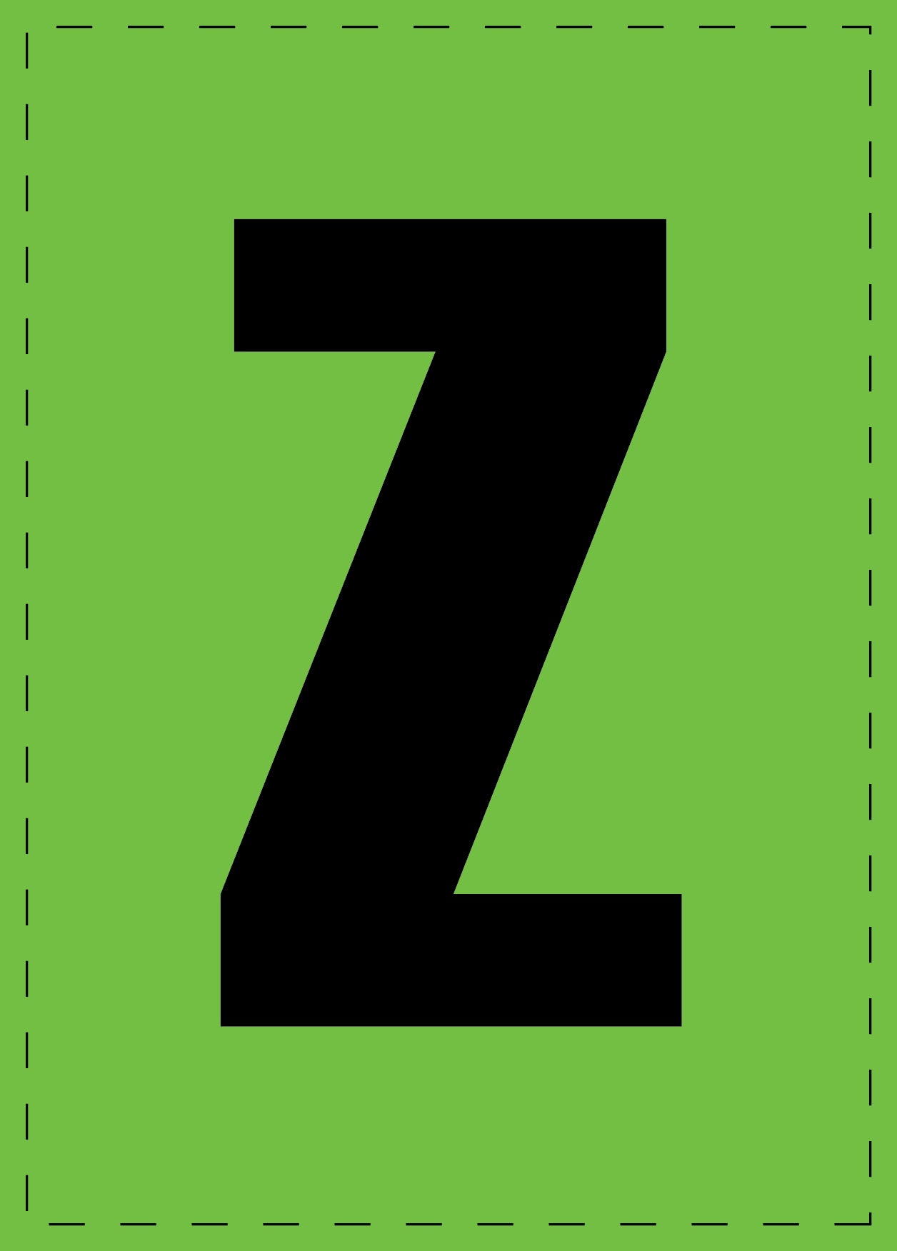 Letter Z zelfklevende letters en cijferstickers zwart lettertype groen achtergrond ES-BGPVC-Z-67