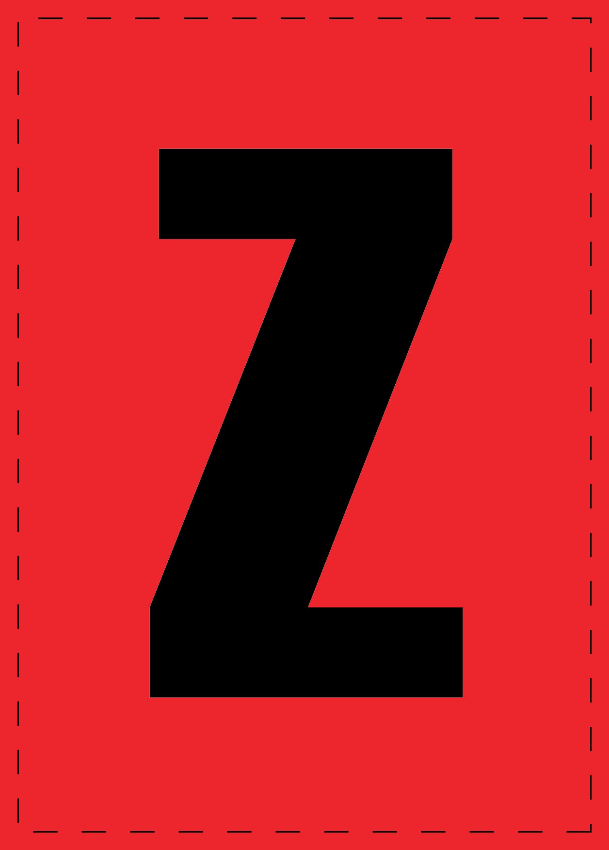 Letter Z zelfklevende letters en cijferstickers zwart lettertype Rood achtergrond ES-BGPVC-Z-14