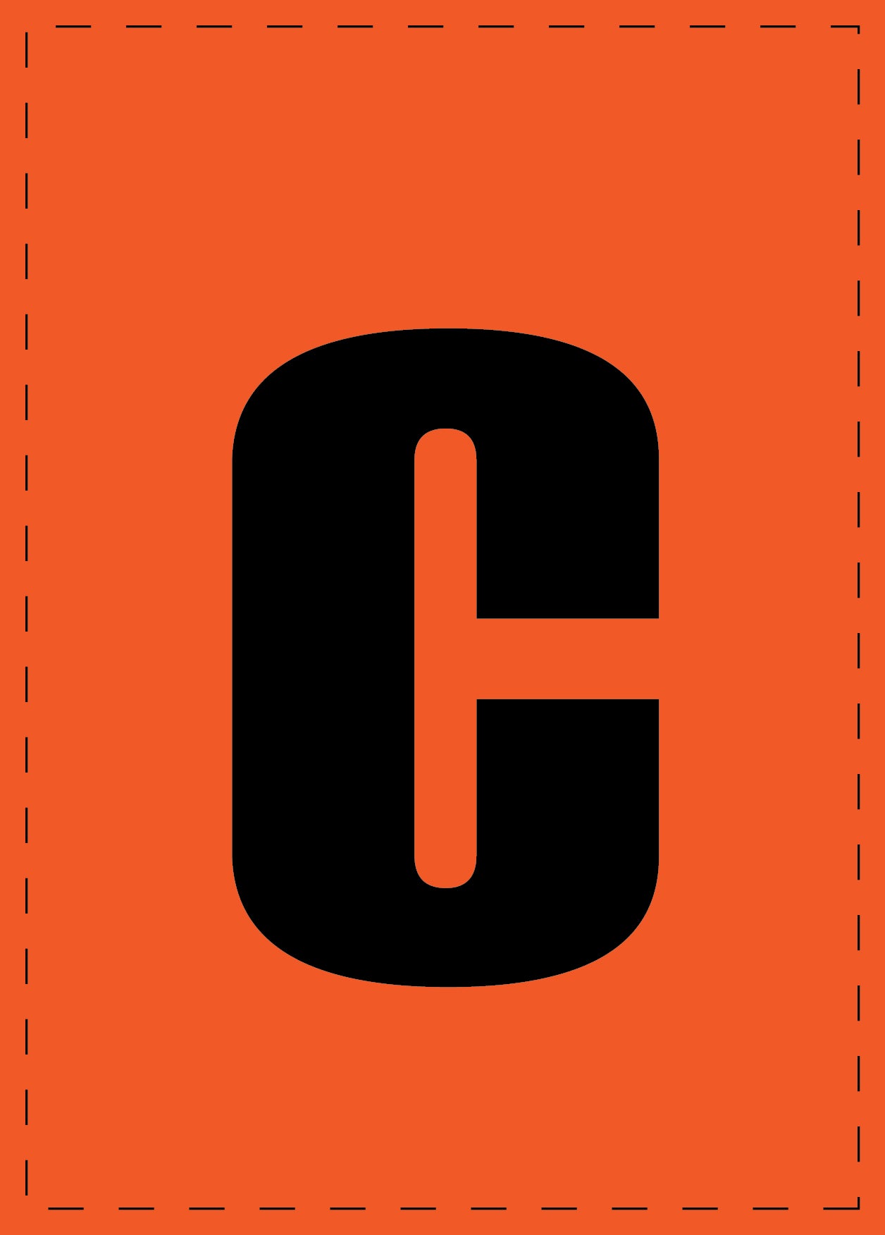 Letter c zelfklevende letters en cijferstickers zwart lettertype Oranje achtergrond ES-BKPVC-C-8