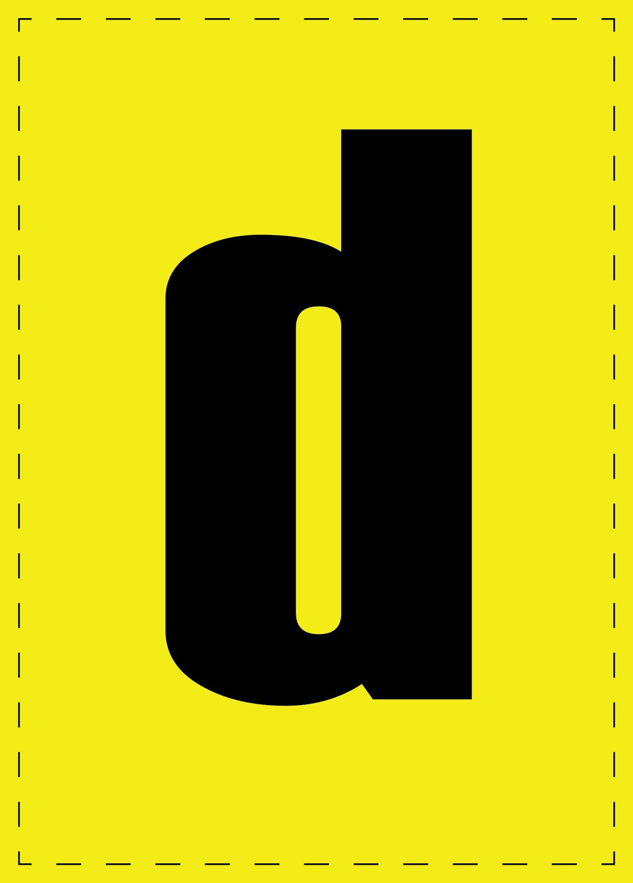 Letter d zelfklevende letters en cijferstickers zwart lettertype gele achtergrond ES-BKPVC-D-3