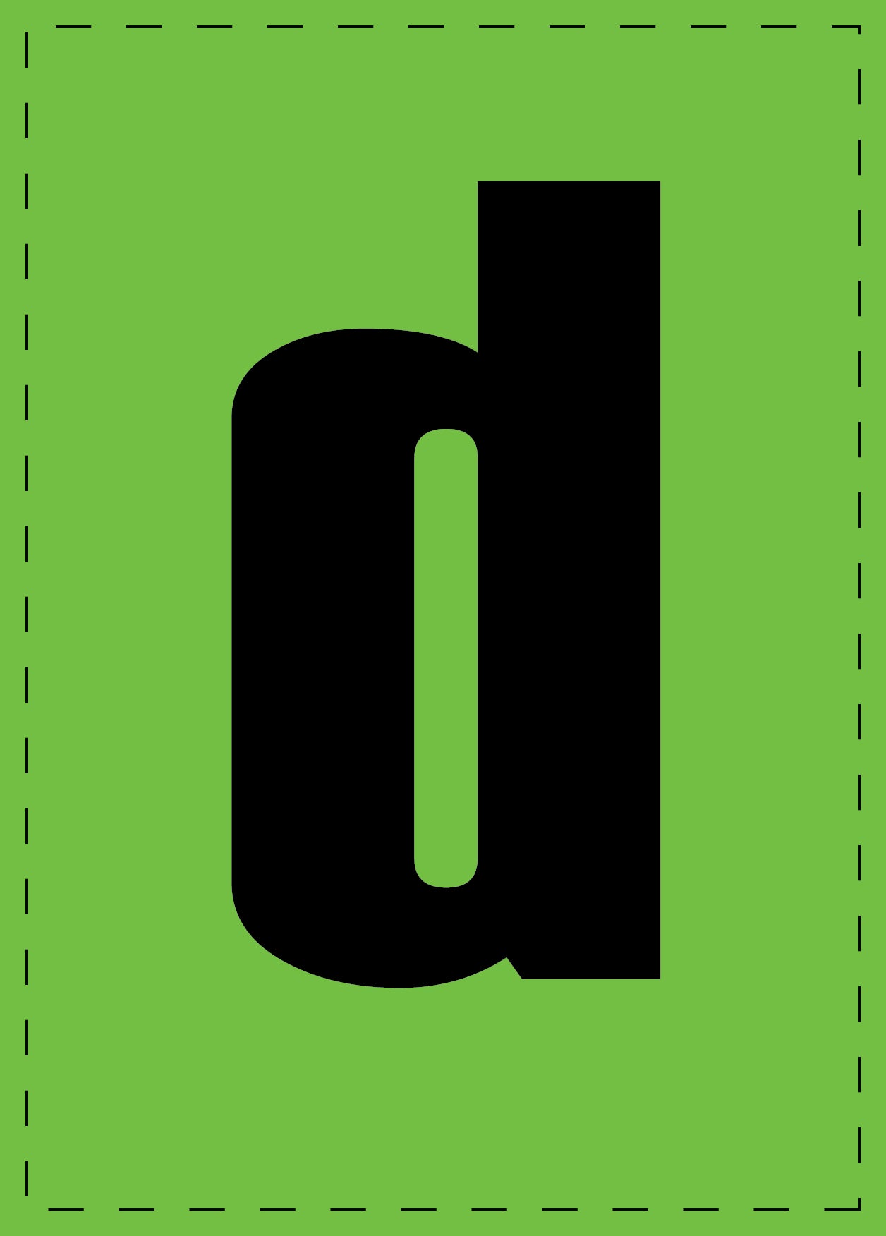 Letter d zelfklevende letters en cijferstickers zwart lettertype groen achtergrond ES-BKPVC-D-67