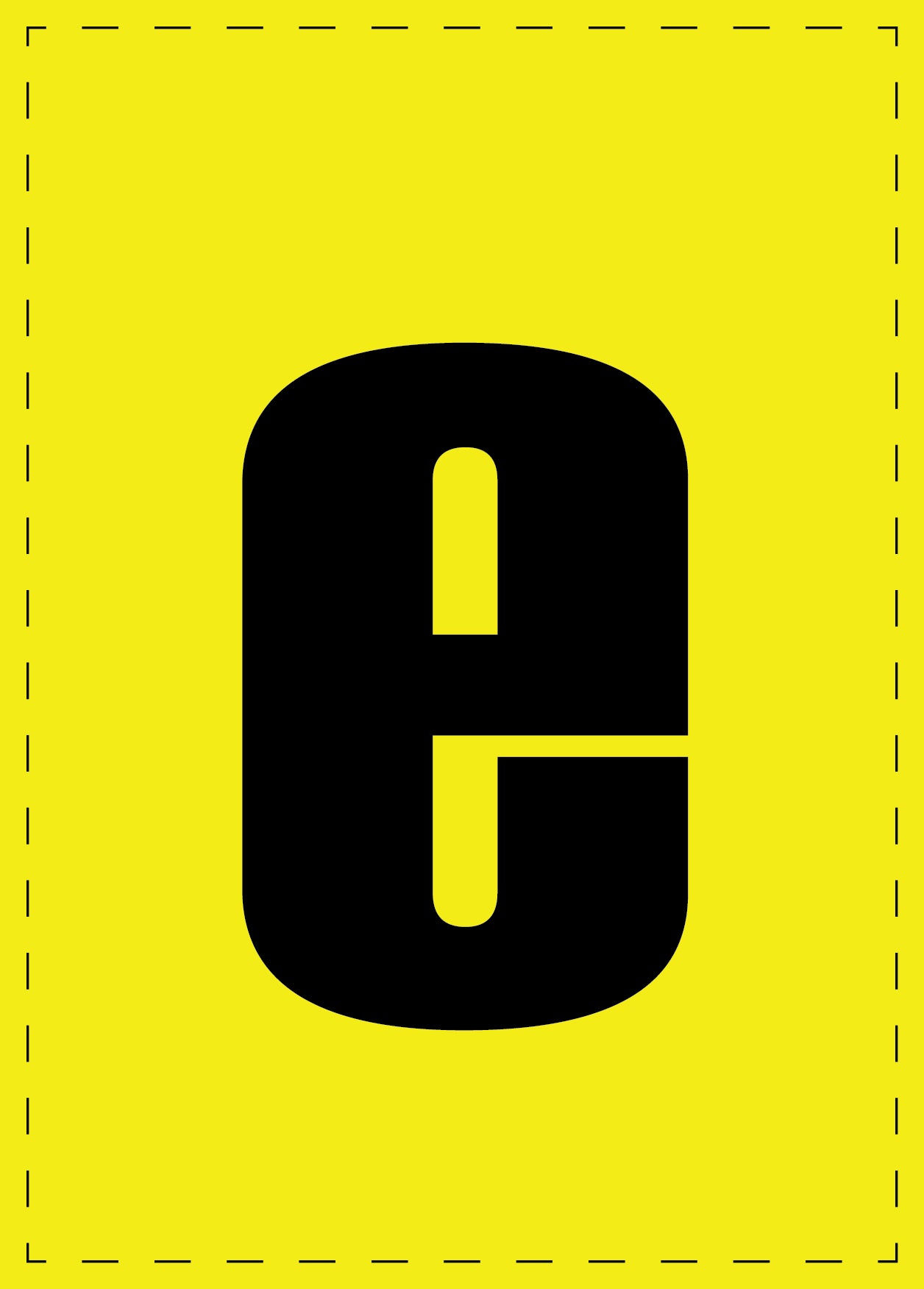 Letter e zelfklevende letters en cijferstickers zwart lettertype gele achtergrond ES-BKPVC-E-3