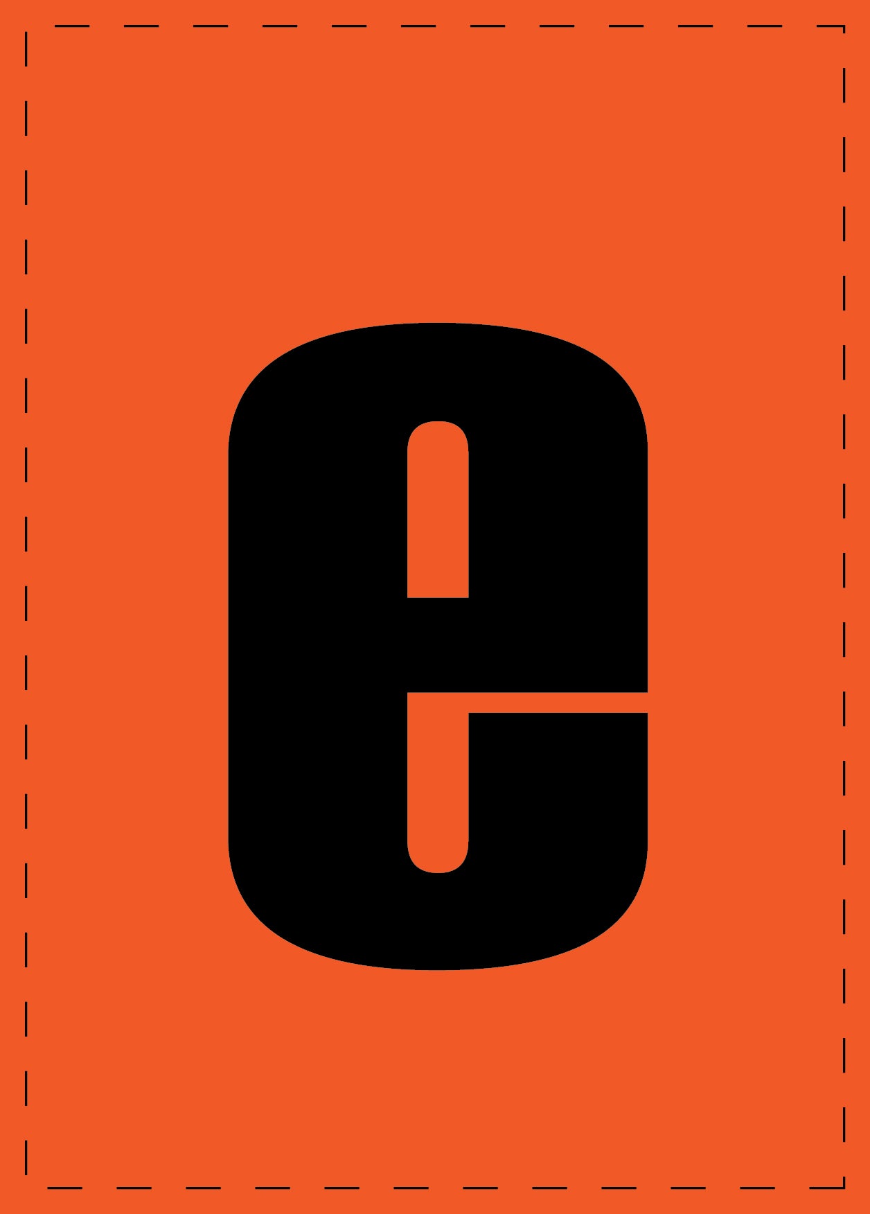 Letter e zelfklevende letters en cijferstickers zwart lettertype Oranje achtergrond ES-BKPVC-E-8