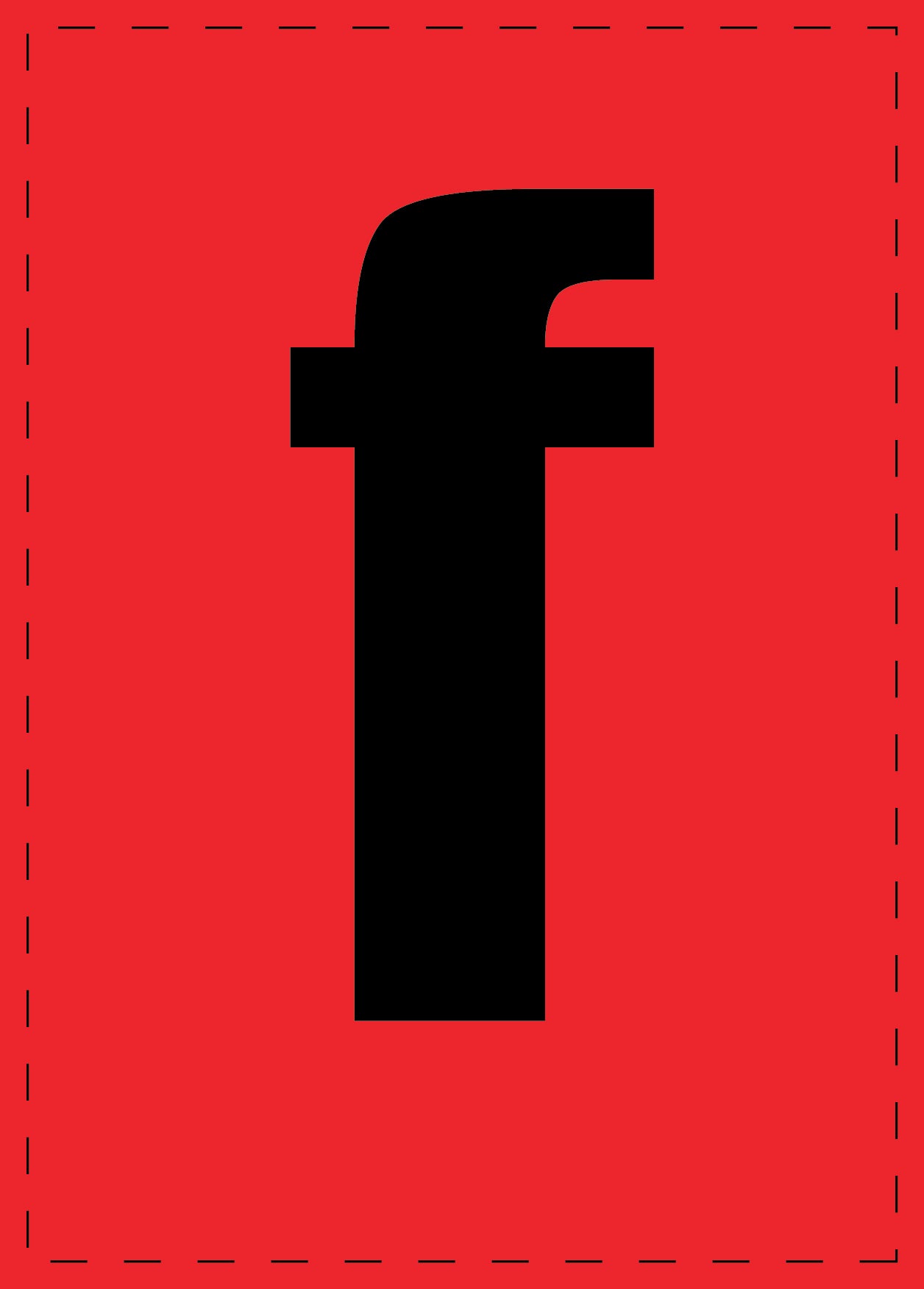 Letter f zelfklevende letters en cijferstickers zwart lettertype Rood achtergrond ES-BKPVC-F-14