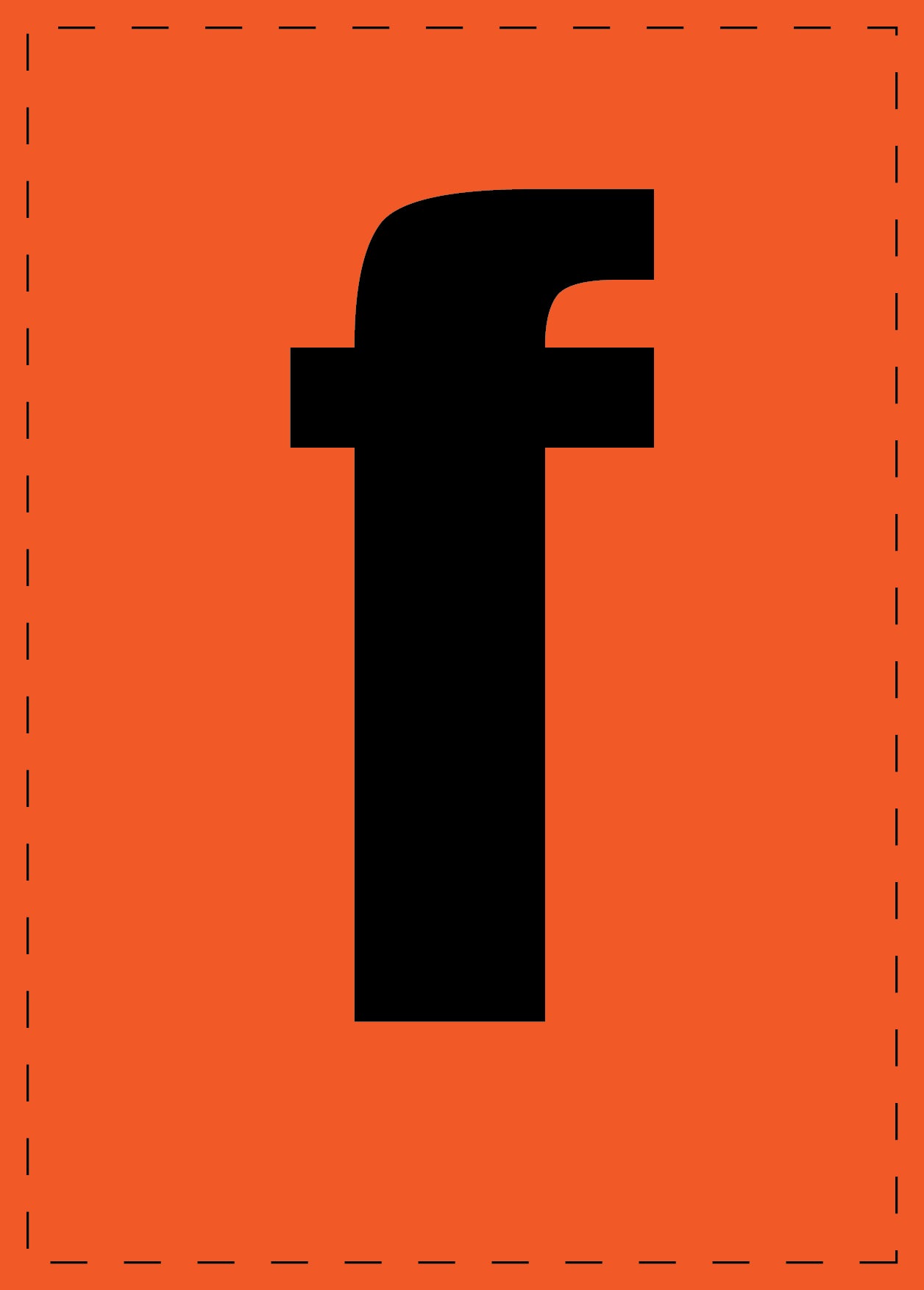 Letter f zelfklevende letters en cijferstickers zwart lettertype Oranje achtergrond ES-BKPVC-F-8